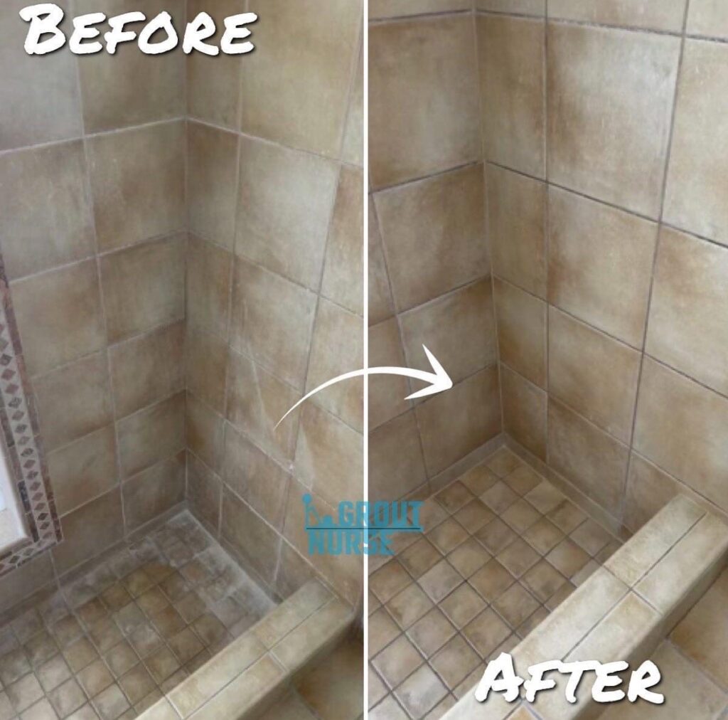 Before and After Grout and Tile Cleaning from Stone Captain
