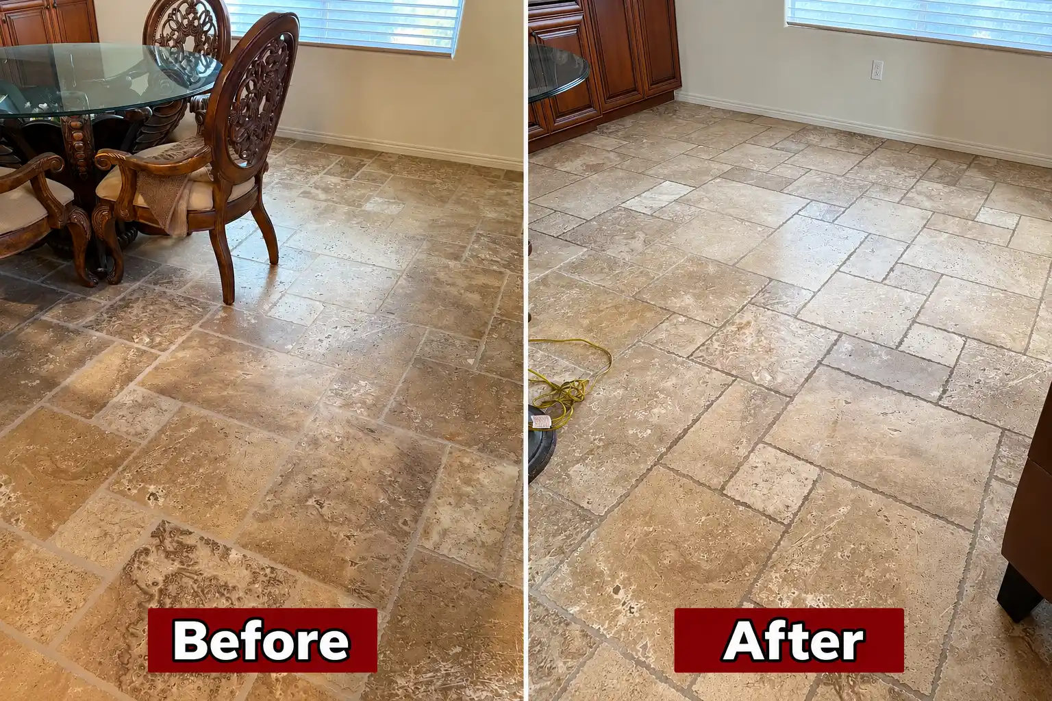 LIving space before and after image.